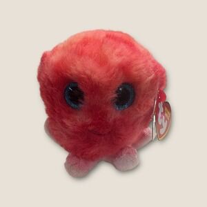 Ty Sheldon Beanie Babies Red Pink Ombre Octopus Glitter Eyes Plush 6"